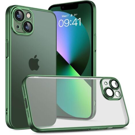 FUNDA PARA APPLE IPHONE 13 MARCO VERDE TRANSPARENTE SÓLIDO DURADERO