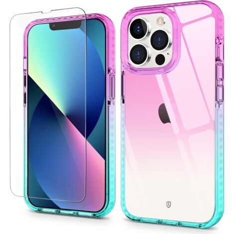 FUNDA PARA APPLE IPHONE 13 PRO 5G ROSA AZUL + CRISTAL