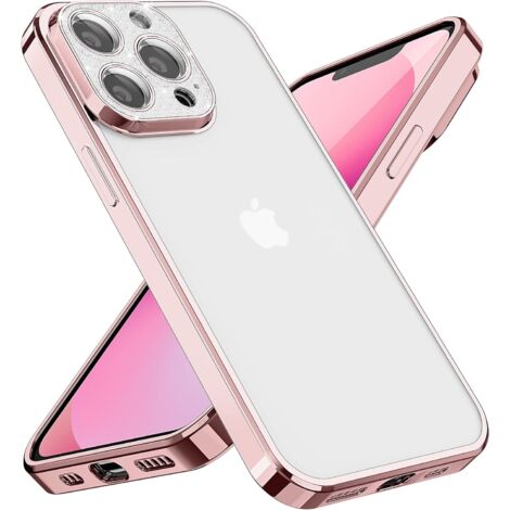 FUNDA PARA APPLE IPHONE 13 PRO SEMITRANSPARENTE MARCO ROSA FLASH CÁMARA