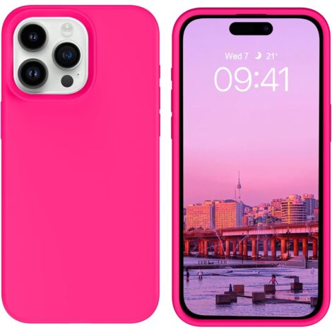 FUNDA PARA APPLE IPHONE 14 PRO MAX FUNDA SILICONA ROSA NEÓN CON MICROFIBRA