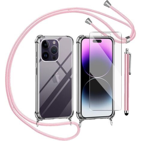 FUNDA PARA APPLE IPHONE 14 PRO MAX FUNDA TRANSPARENTE CON CUERDA CRISTAL STYLUS