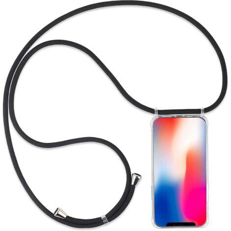 FUNDA PARA APPLE IPHONE X/XS RÍGIDA TRANSPARENTE + CORDÓN