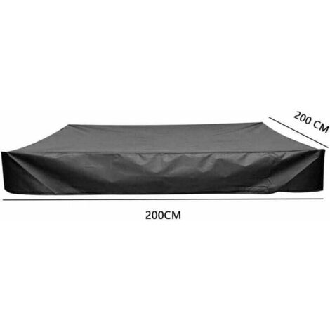 Funda para arenero, Oxford impermeable y antipolvo, con cordón, para arenero, piscina, jardín o granja. (200 Negro)