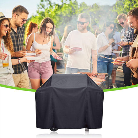 Funda para barbacoa, fabricada en tejido resistente al polvo, la lluvia y los rayos UV, 147 x 61 x 117 cm - Negra