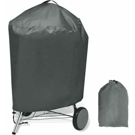 Funda para barbacoa, Oxford 420D, impermeable, para barbacoa de gas, lona para barbacoa de exterior, resistente al polvo, al agua, anti-UV y antienvejecimiento, Ø77 x 90 cm, gris