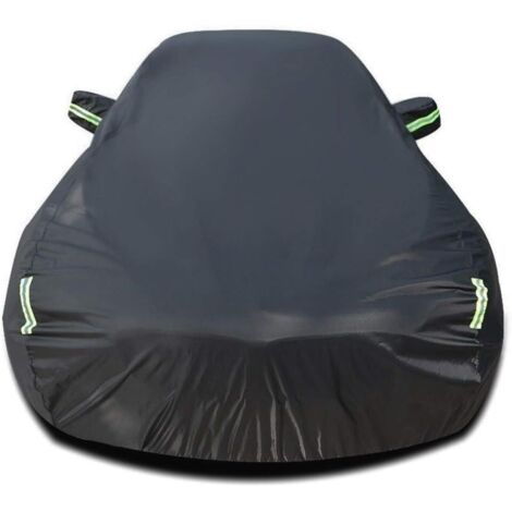 Funda para coche SUV de tafetán de poliéster plateada, impermeable, a prueba de polvo, parasol universal, color negro, 4,85 x 1,9 x 1,85 cm