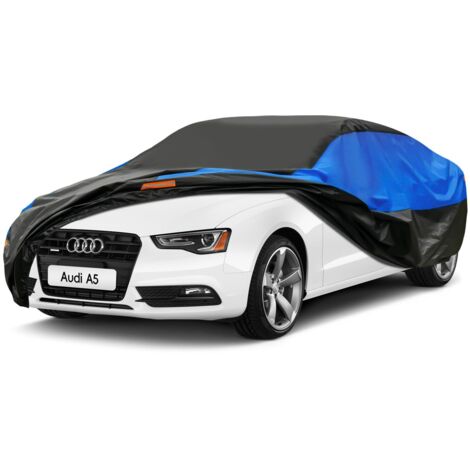 Funda para coche transpirable e impermeable para todo tipo de clima, funda para coche con protección anti-UV contra el polvo y la lluvia, universal para sedán/cupé (470-490 cm) 3XL negra y azul