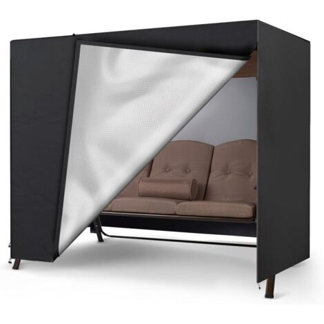 Funda para columpio de 3 plazas, Oxford 210D, resistente a los rayos UV y al frío, duradera, para muebles de jardín (220 x 140 x 170 cm, negra).