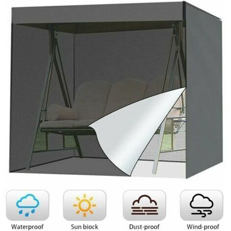 Funda para columpio de jardín, T-Audace, 3 plazas, Oxford 210D, impermeable, resistente a los rayos UV, lona para columpio, funda protectora para columpio de exterior 220x170x125cm