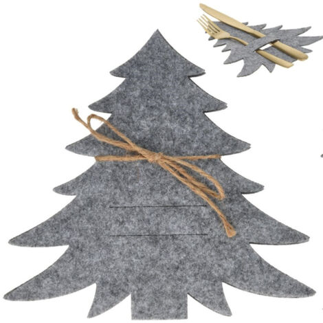 Funda para cubiertos color gris árbol de navidad 4 uds.