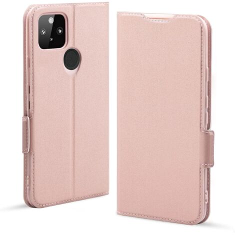 FUNDA PARA GOOGLE PIXEL 5 DE PIEL PU ROSA CON SOLAPA ELEGANTE