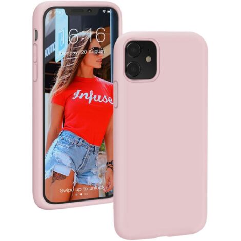 FUNDA PARA IPHONE 12 6.1' ROSA PARTE TRASERA RESISTENTE FUERTE