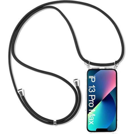 FUNDA PARA IPHONE 13 PRO MAX CON CORREA NEGRA