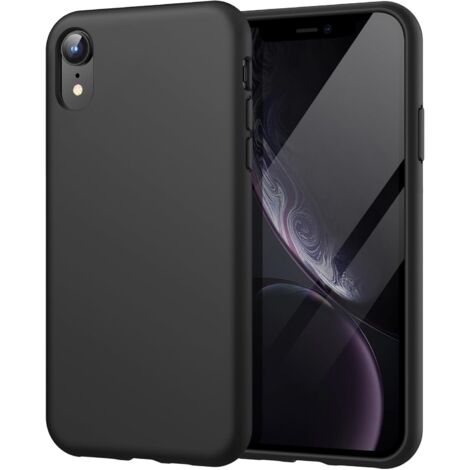 FUNDA PARA IPHONE XR 6.1' SILICONA NEGRA PARTE TRASERA SÓLIDA