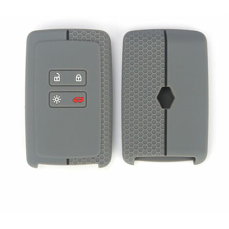 Funda para llave de coche compatible con Renault Smart Key de 4 botones (solo Keyless Go) - Carcasa protectora de silicona suave (negro (línea azul))