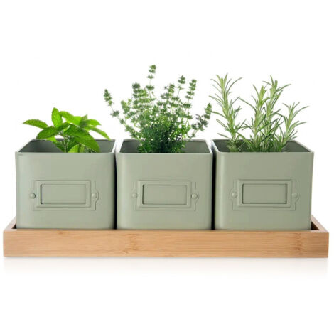 Funda para maceta de hierbas con soporte VERDE 4 uds.