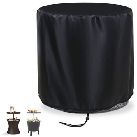 Funda para mesa de bar: impermeable y resistente a cortes, ideal para jardín, patio, mesa de centro redonda, color negro (53 x 58 cm)