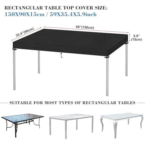 Funda para mesa de jardín de 150 x 90 x 15 cm, tela Oxford 420D, impermeable, resistente a los rayos UV.