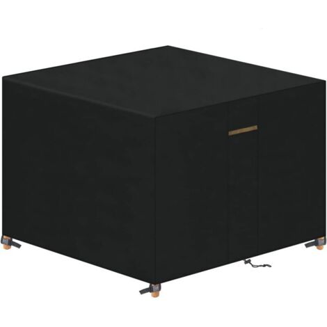 Funda para mesa de jardín, impermeable y resistente al viento, resistente a los rayos UV, de tela Oxford 420D con rejillas de ventilación y hebilla de cierre, negra, cuadrada, 90 x 90 x 90 cm - Ineasi