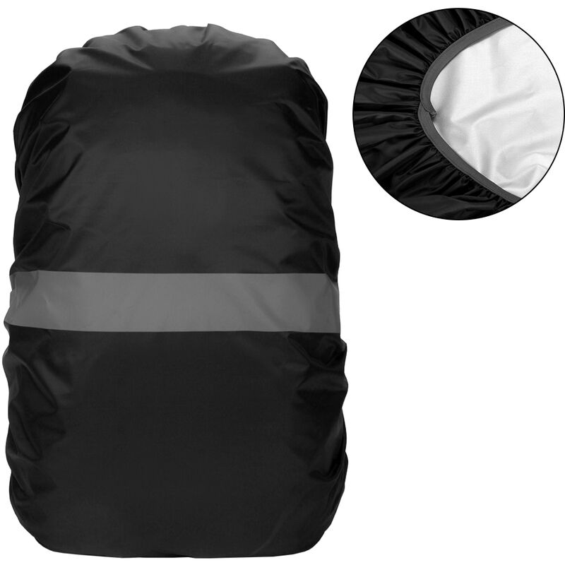 

Funda para mochila con tira reflectante Mujer Hombre Bolsa impermeable Funda impermeable para ciclismo Camping Senderismo Montanismo, Negro, XXXL