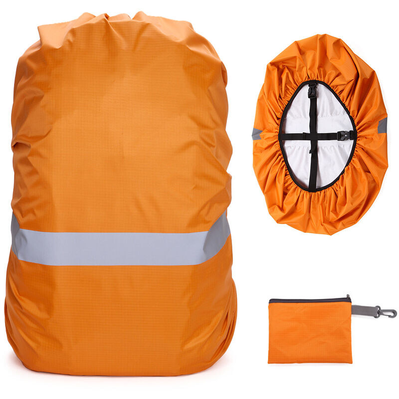 

Funda para mochila con tira reflectante Mujer Hombre Bolsa impermeable Funda impermeable para ciclismo Camping Senderismo Montanismo, Naranja, S