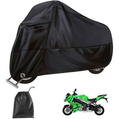 Funda para motocicleta, funda impermeable para motocicleta, funda impermeable para scooter en poliéster resistente a excrementos de pájaros, agua, polvo/nieve/lluvia (XXXL (265 x 105 x 125 cm))