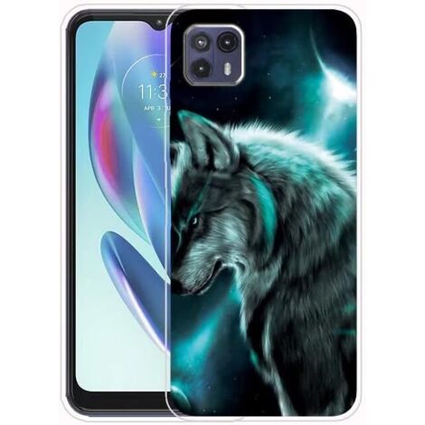 FUNDA PARA MOTOROLA MOTO G50 5G DE SILICONA CON PARTE POSTERIOR SÓLIDA Y ESTAMPADO DE LOBO