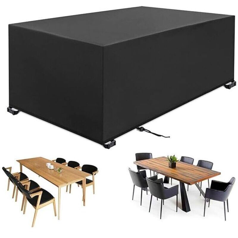 Xisrens Schwarz Funda Para Muebles De Jardín, 180×120 Cm (Alto: 74 Cm), Oxford, Para Mesa Y Sillas, Para Exteriores, Impermeable, Resistente Al Viento Y A Los Rayos Uv, Rectangular - Trimec