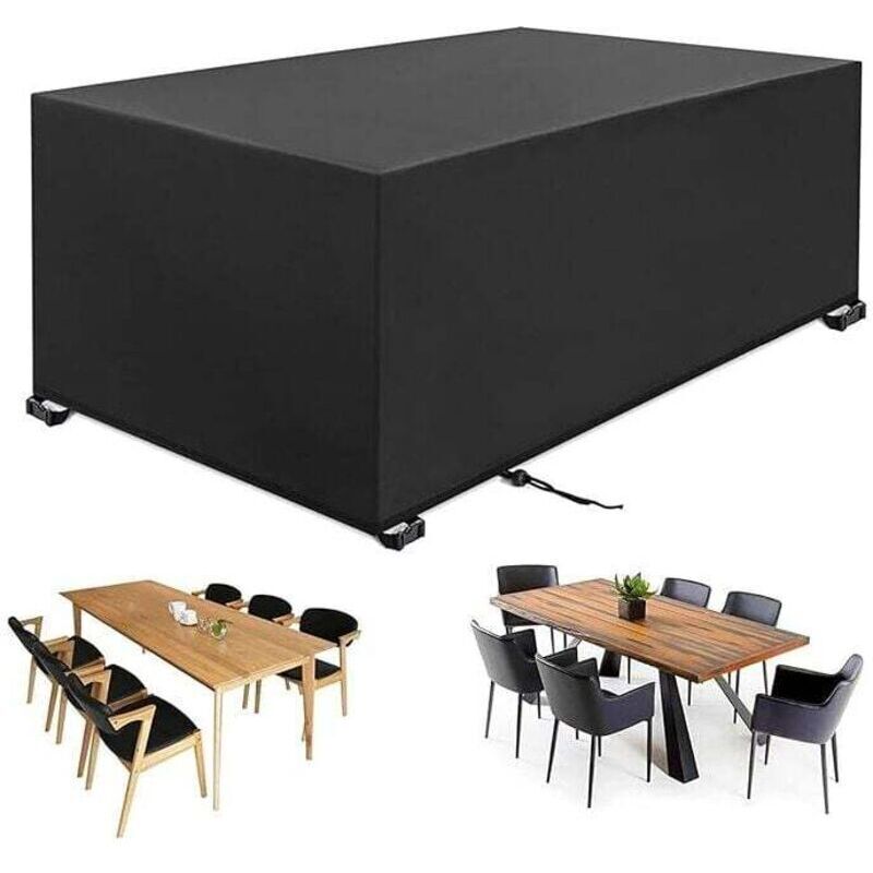 Xisrens Schwarz Funda Para Muebles De Jardín, 180×120 Cm (Alto: 74 Cm), Tela Oxford 420D, Para Mesas, Sillas Y Muebles De Exterior, Impermeable, Resistente Al Viento Y A Los Rayos Uv, Rectangular, Trimec.