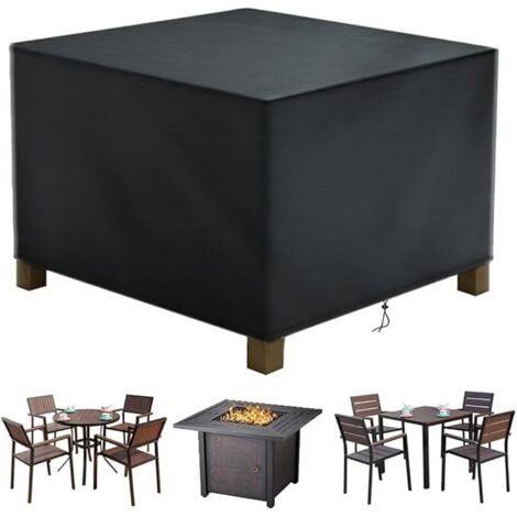 Funda para muebles de jardín de 115 x 115 x 70 cm, color negro, rectangular, Oxford, para mesa de jardín, lona protectora para muebles de jardín y exterior, impermeable, resistente al viento, a los ra