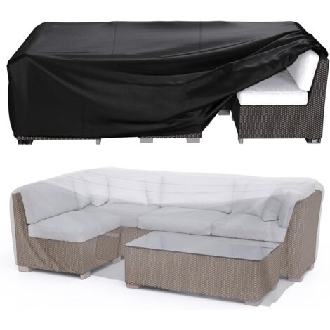 Funda para muebles de jardín de 200 x 160 x 70 cm, Oxford, color negro, rectangular, lona protectora para muebles de jardín y exterior, impermeable, resistente al viento, a los rayos UV y al frío.
