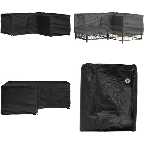 Funda para muebles de jardín forma de L 12 ojales 185x185x70 cm - Funda para ratán - Protección para muebles