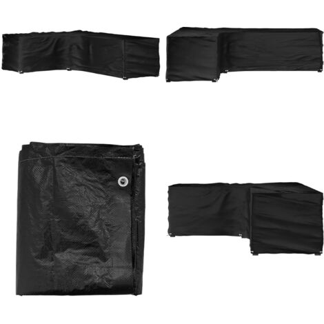 Funda para muebles de jardín forma de L 16 ojales 210x260x80 cm - Funda para ratán - Protección para muebles