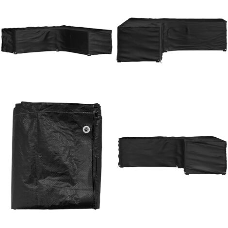 Funda para muebles de jardín forma de L 16 ojales 285x285x70 cm - Funda para ratán - Protección para muebles