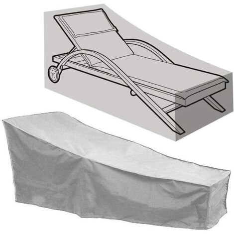 Funda para muebles de jardín. Funda para tumbona de jardín con rejillas de ventilación. Funda impermeable para tumbona, tela Oxford 210D (208 x 76 x 41/79 cm) (gris)