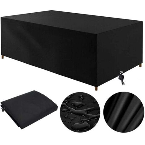Funda para muebles de jardín (negra), 210 x 110 x 70 cm, tela Oxford, impermeable, resistente al viento y a los rayos UV, rectangular.