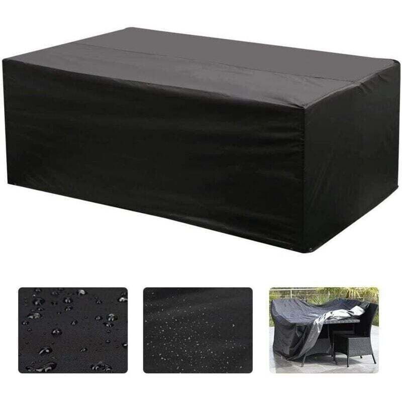 Xisrens Schwarz Funda Para Muebles De Jardín, Oxford, Rectangular, Con Protección Uv (Negra), 180 X 120 X 74 Cm, Trimec