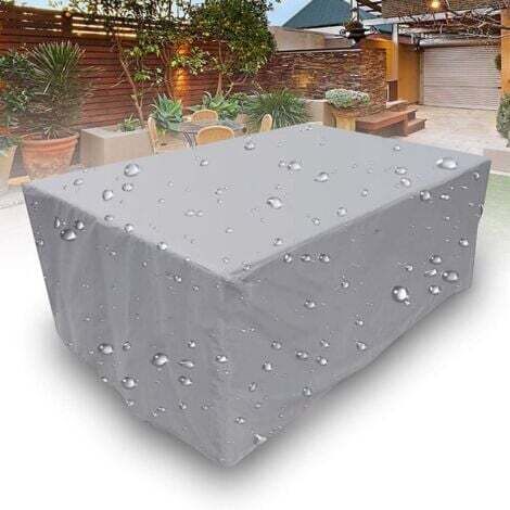 Funda para muebles de jardín, rectangular, de tela Oxford 210D, impermeable, antinieve, anti-UV, antipolvo, para muebles de jardín, mesa de patio, color plateado, 250 x 200 x 80 cm