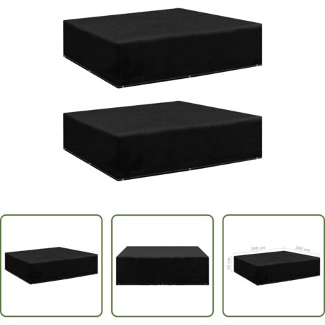 Funda para ratán -  Funda de muebles de jardín 2 uds 8 ojales 200x200x70 cm