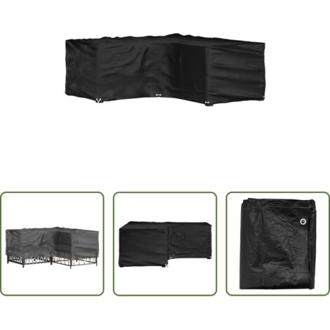Funda para ratán -  Funda para muebles de jardín forma de L 12 ojales 185x185x70 cm