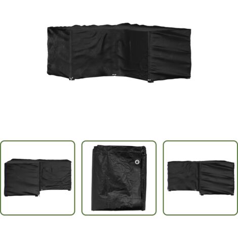 Funda para ratán -  Funda para muebles de jardín forma de L 12 ojales 185x185x90 cm