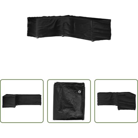 Funda para ratán -  Funda para muebles de jardín forma de L 16 ojales 210x260x80 cm