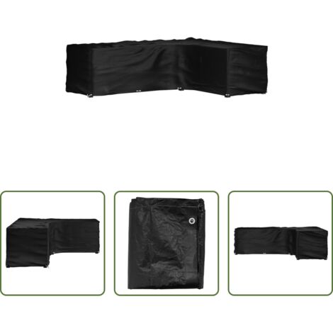 Funda para ratán -  Funda para muebles de jardín forma de L 16 ojales 260x210x80 cm