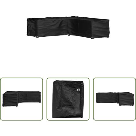 Funda para ratán -  Funda para muebles de jardín forma de L 16 ojales 285x285x70 cm