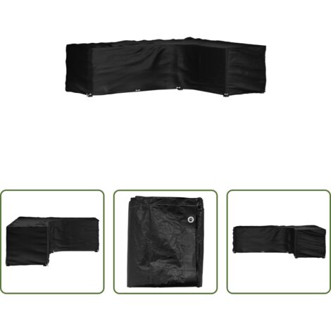 Funda para ratán -  Funda para muebles de jardín forma de L 18 ojales 285x220x80 cm