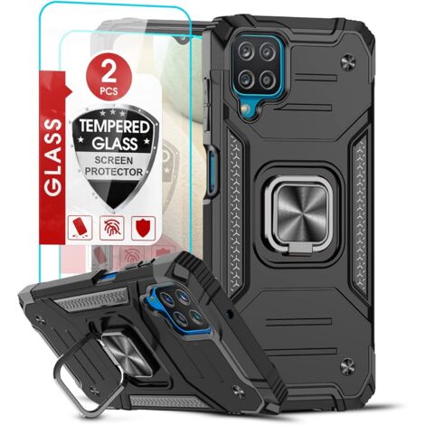 FUNDA PARA SAMSUNG GALAXY A12/M12 BLACK ARMOR BUMPER + VIDRIO TEMPLADO