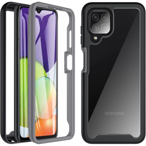 FUNDA PARA SAMSUNG GALAXY A22 NEGRA CON PROTECCIÓN DE PANTALLA REFORZADA SM-A225F