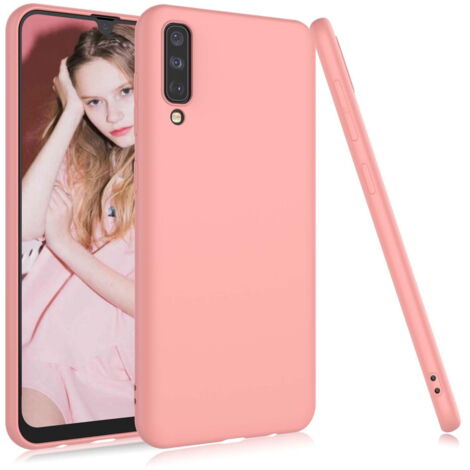 FUNDA PARA SAMSUNG GALAXY A50 DE SILICONA CON PARTE POSTERIOR SÓLIDA ROSA POLVO