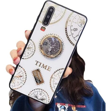 FUNDA PARA SAMSUNG GALAXY A50 DORADO BLANCO CON PARTE TRASERA SÓLIDA Y ANILLA