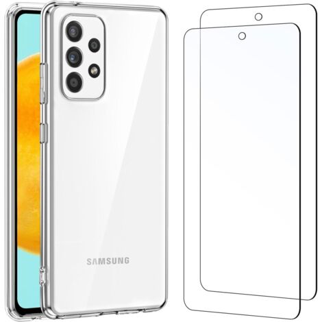 FUNDA PARA SAMSUNG GALAXY A52 TRANSPARENTE 2X CRISTAL TEMPLADO PROTECTOR